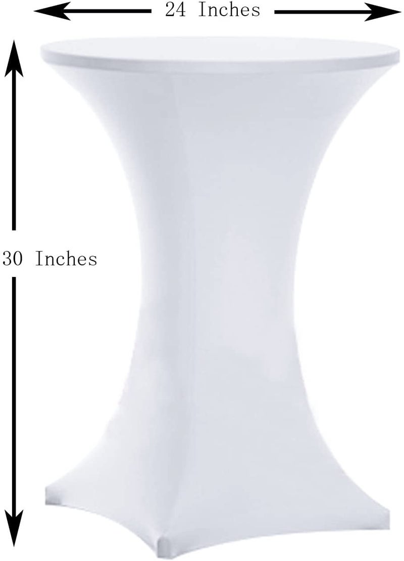 Tina's 24x30 Inch Highboy Spandex Cocktail Table Covers White, Fitted Stretch Cocktail Tablecloth for Round Tables (24X30 White) - Image 3